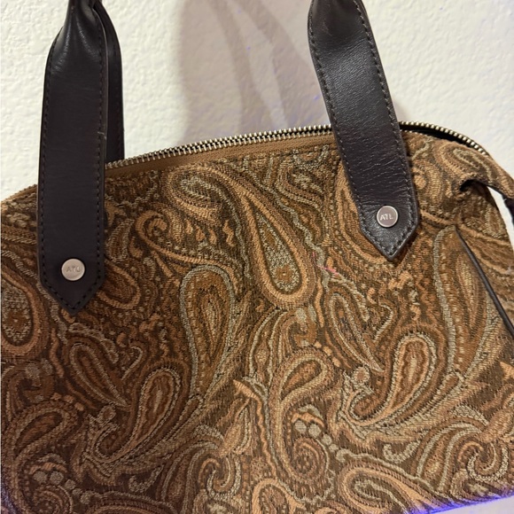 LOFT Handbags - LOFT Brown Fabric with White Label